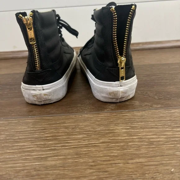 Womens High-Top Leather Vans - Picture 4 of 7